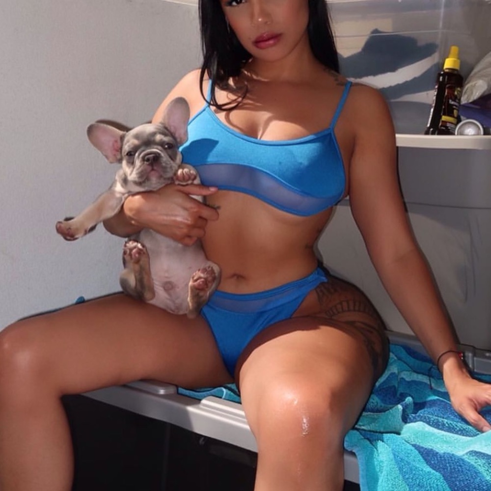 LOUNGE SWIM MESH BIKINI SET IN BLUE